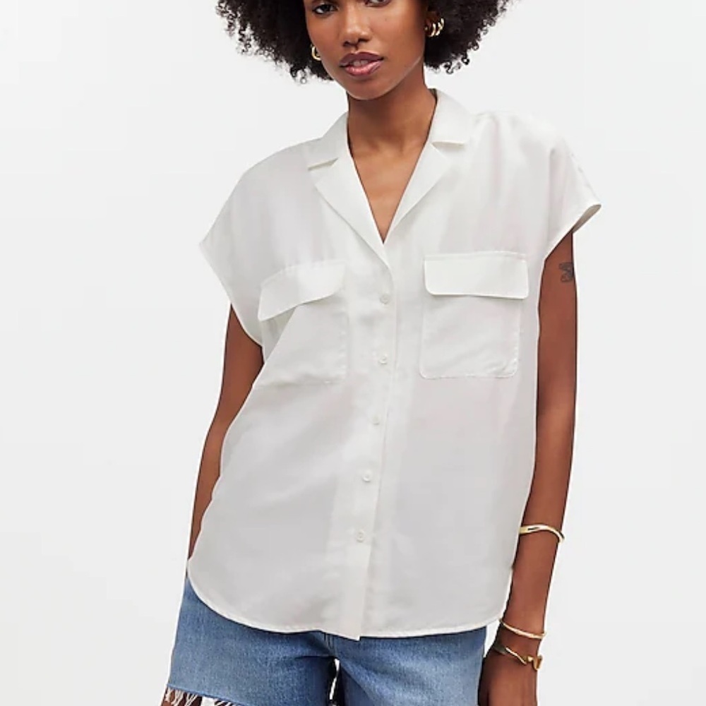 Madewell lighthouse Silk Drapey Patch-Pocket Slee… - image 1
